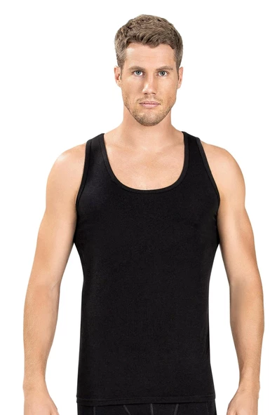 Jiber Erkek Klasik Renkli Askılı Atlet 110 - 6 Adet  Siyah 2XL
