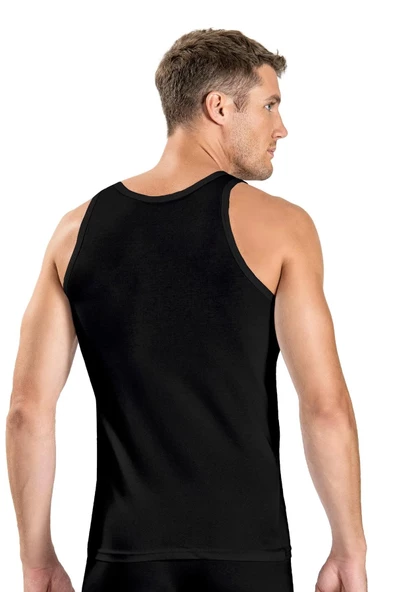 Jiber Erkek Klasik Renkli Askılı Atlet 110 - 12 Adet  Siyah 2XL - Resim 2