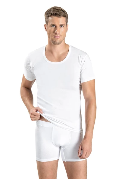 Jiber Erkek Pamuklu Bisiklet Yaka Fanila Atlet 103 - 12 Adet  Beyaz 2XL - 3