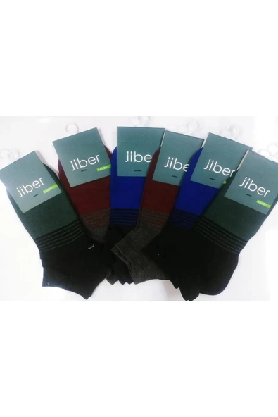 Jiber Erkek Bambu Patik Çorap 6756 - 12 Adet   Karışık Renk 40-44