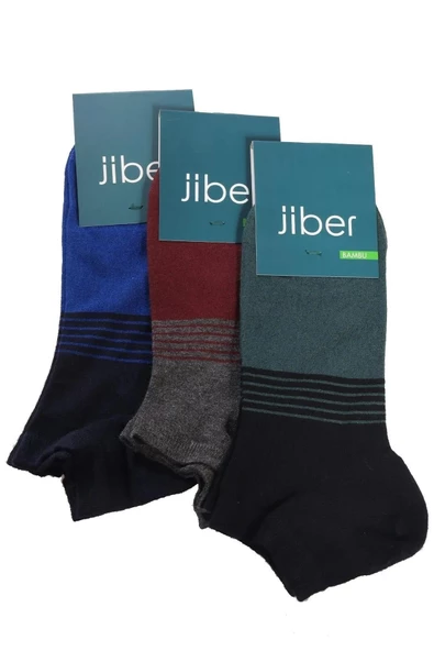 Jiber Erkek Bambu Patik Çorap 6756 - 12 Adet   Karışık Renk 40-44 - 3