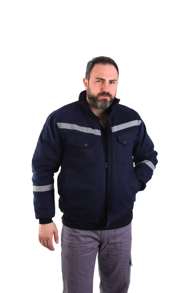 ESER - 7-7 Gabardin İçi Polarlı Mont -Lacivert