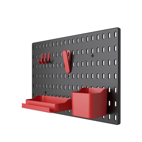 Plastik Delikli 7 Parçalı Organizer Siyah Kırmızı Çok Amaçlı Anahtarlık Pano Düzenleyici 40x28 cm - 5