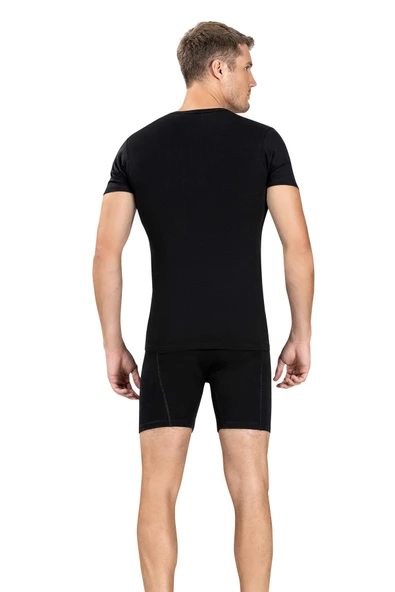 Jiber Erkek Pamuk'lu Likralı V Yaka Fanila Atlet 213 - 6 Adet  XL Siyah - Resim 5