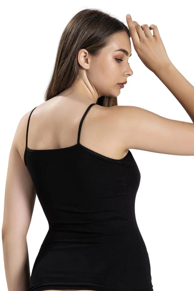 Jiber Kadın İp Askılı Likralı Atlet 503 - 9 Adet  Siyah 2XL - Resim 2