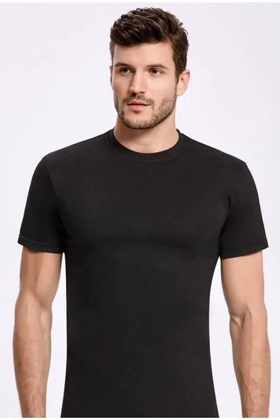 İlke Erkek Sıfır Yaka Fanila Atlet 1004-1005 - 9 Adet  Siyah 2XL