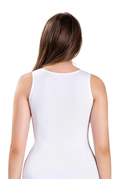 Jiber Kadın Likralı Geniş Askılı Atlet 549 - 9 Adet  Beyaz 2XL - Resim 2