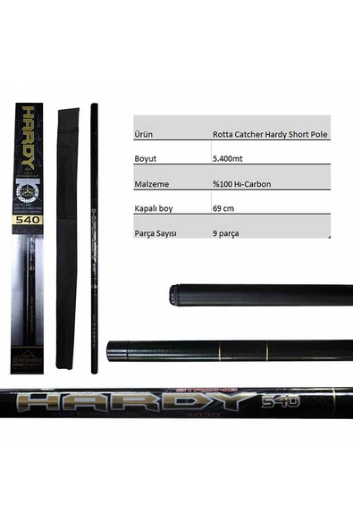 Hardy Short Pole %100 Carbon Kısa Göl Kamışı – 5.40mt