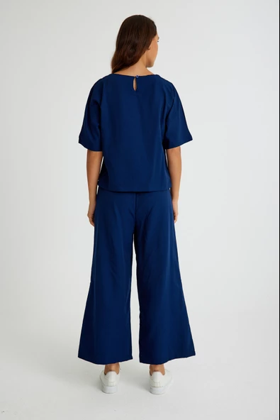 Keten Günlük Rahat Beli Lastikli Kadın İkili Takım Alt Üst - 3