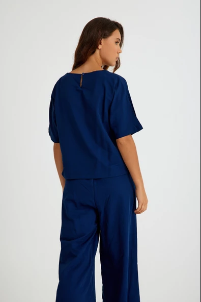 Keten Günlük Rahat Beli Lastikli Kadın İkili Takım Alt Üst - 6