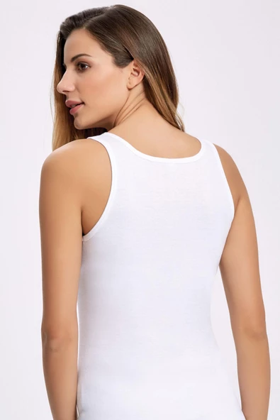 İlke Kadın Güpürlü Geniş Askılı Atlet 2206 - 3 Adet  Beyaz 2XL - Resim 2