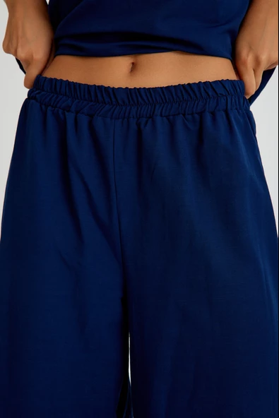 Keten Günlük Rahat Beli Lastikli Kadın İkili Takım Alt Üst - 2