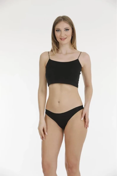 Berrak Kadın Lazer Kesim Polyester Bikini Külot 11690 - 6 Adet  Siyah L