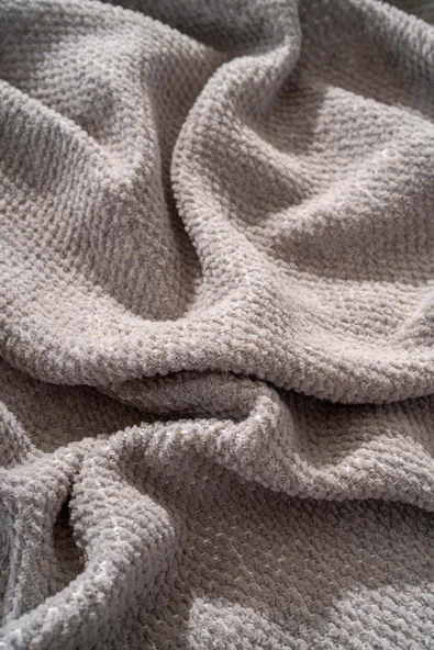 Aya Peluş Gri Çift Kişilik Jakarlı Deluxe Uyku Seti 3 Parça Yatak Örtüsü Seti - 4