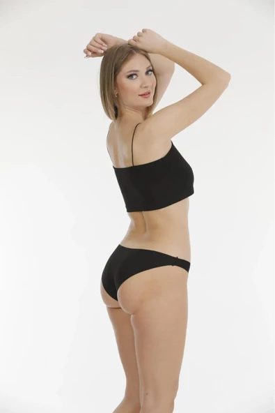 Berrak Kadın Lazer Kesim Polyester Bikini Külot 11690 - 6 Adet  XL Siyah - Resim 6