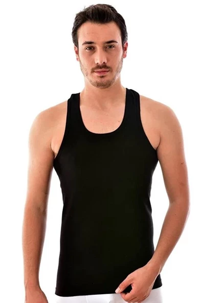 Tutku Erkek Spor Renkli Atlet 0118 - 3 Adet  XL Siyah - 3
