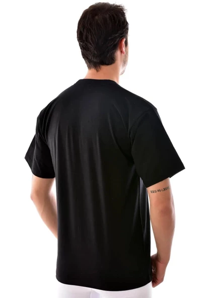 Tutku Erkek Sıfır Yaka Yarım Kol Renkli Fanila Atlet 0105 - 12 Adet  Siyah 2XL - Resim 2