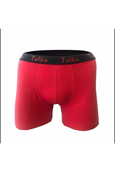 Tutku Erkek Likralı Sporcu  Boxer 0400 - 12 Adet  L Kırmızı