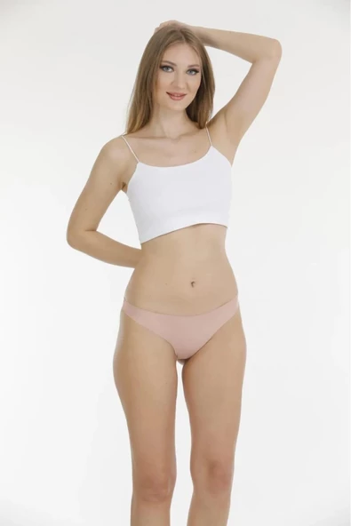 Berrak Kadın Lazer Kesim Polyester Bikini Külot 11690 - 12 Adet  L Pudra