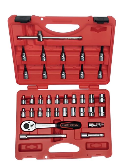İzeltaş 3/8" Altı Köşe Lokma Anahtar Ve Lokmalı Allen Set 35 Parça