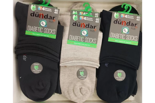 Dündar Erkek Bambu Plus Konç Patik Diyabetik Çorap 5985 - 12 Adet   Karışık Renk 40-44