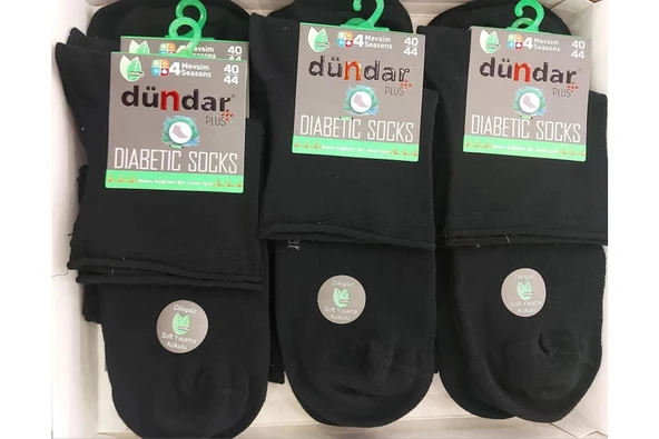 Dündar Erkek Bambu Plus Konç Patik Diyabetik Çorap 5985 - 12 Adet   Siyah 40-44