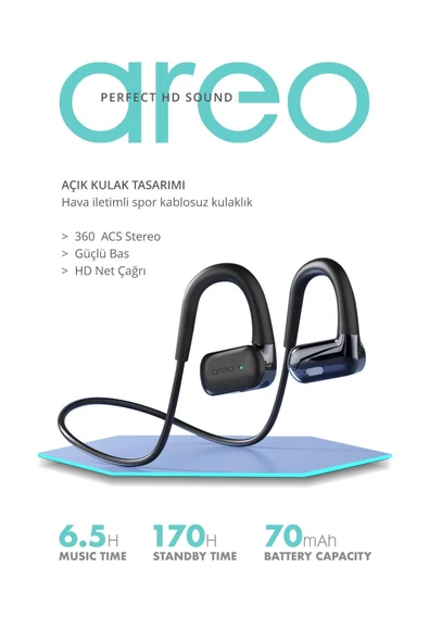 Powerway Areo Bluetooth 5.4 Kablosuz Spor Kulaklık - Boyun Bantlı, ENC Gürültü Engelleme, HD Ses, Ter ve Suya Dayanıklı, Hızlı Şarj 86520 - 4