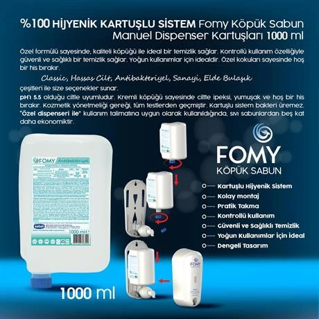 FOMY Antibakteriyel Köpük Sabun Kartuşu Güvenli Derinlemesine Temizlik, Uzun Süreli Hijyen 1000ml - 2
