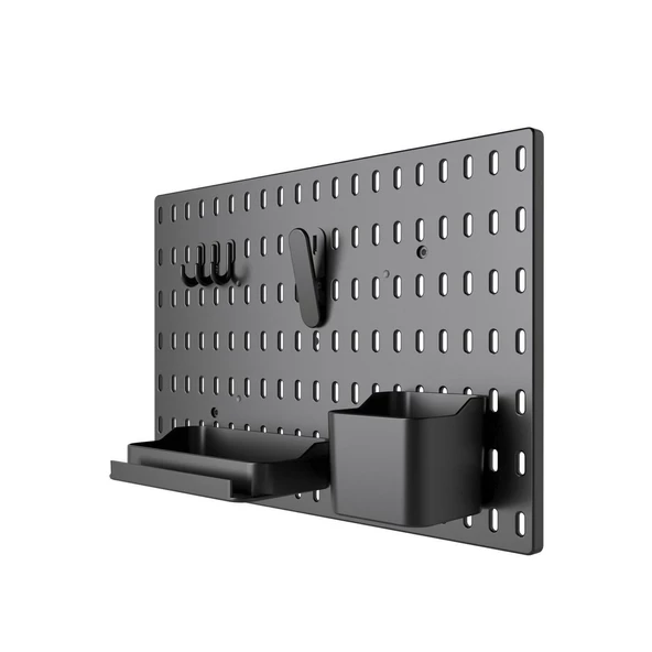 Plastik Delikli 7 Parçalı Organizer Siyah Renk Çok Amaçlı Anahtarlık Pano Düzenleyici 40x28 cm - 5