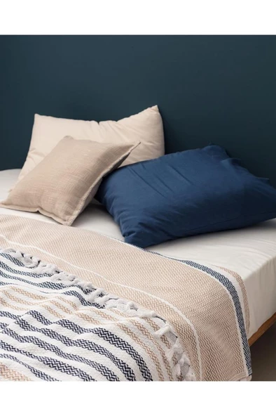 Madame ,Coco Sheryl Çift Kişilik Yatak Örtüsü - Bej/lacivert - 3
