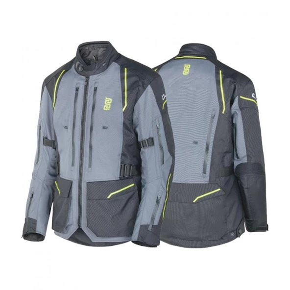 OJ ENDURANCE MOTOSİKLET CEKETİ GRİ/SARI/SİYAH L - 3