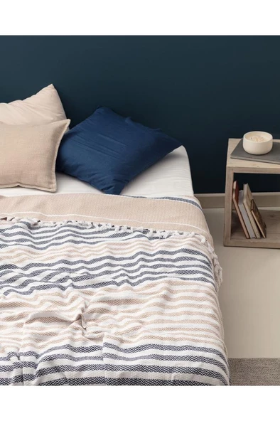 Madame ,Coco Sheryl Çift Kişilik Yatak Örtüsü - Bej/lacivert - 2