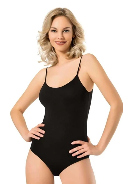 Namaldı Kadın Likralı İp Askılı Kancalı Body 261 - 6 Adet   Siyah L ürün görseli