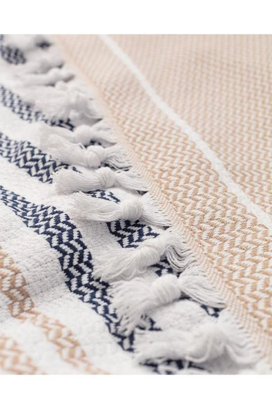 Madame ,Coco Sheryl Çift Kişilik Yatak Örtüsü - Bej/lacivert - 4