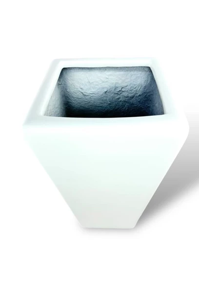 Nettenevime Fiber Saksı Beyaz Konik Vazo Dekoratif Saksı Fiberglas 29*50*19cm - 4