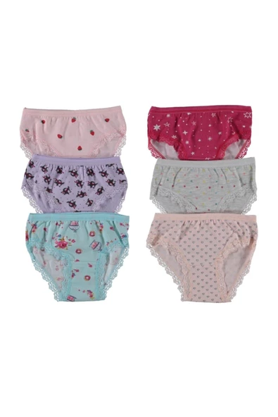 İlke Kız Çocuk Likralı Empirme Dantelli Bikini Külot 316 - 6 Ad  Karışık Renk 2 No:2-3 Yaş ürün görseli