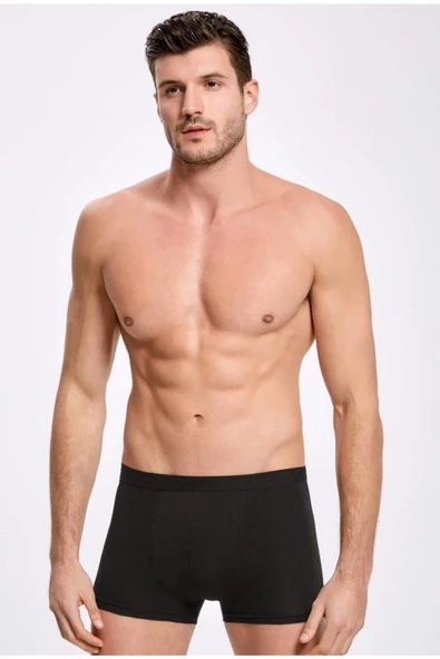 İlke Erkek Likralı Boxer 007 - 6 Adet  Siyah 2XL