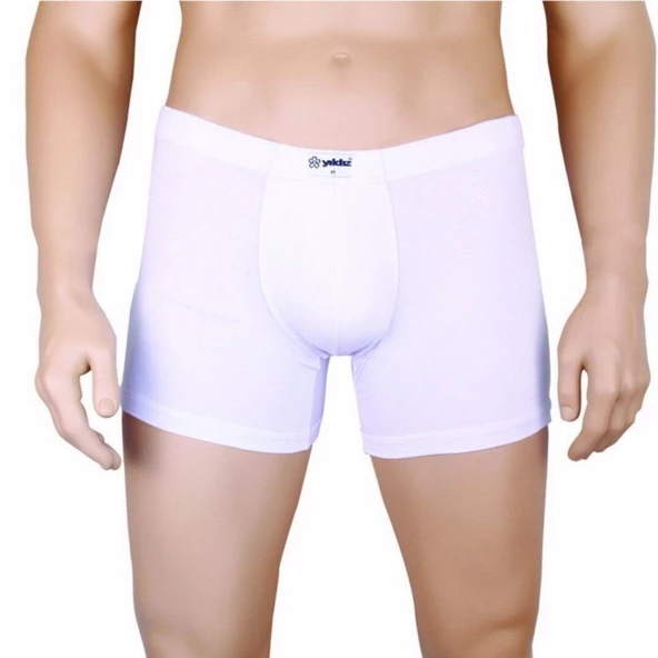 3'Lü Yıldız 320-321-322-323 Erkek Bambu Likralı Boxer  Beyaz M