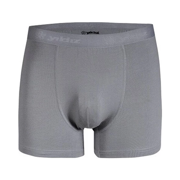3'Lü Yıldız 38-39-40-41-42 Erkek Modal Pamuklu Likralı Boxer Renk  Gri 2XL