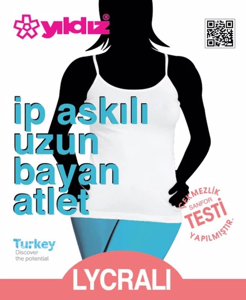 Yıldız Bayan Likralı Uzun Atlet  Beyaz XL - Resim 2