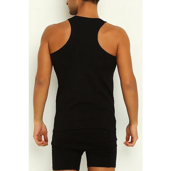 2'Li Yıldız 375-376-377 Erkek Likralı Rambo Atlet  Siyah 2XL - Resim 2