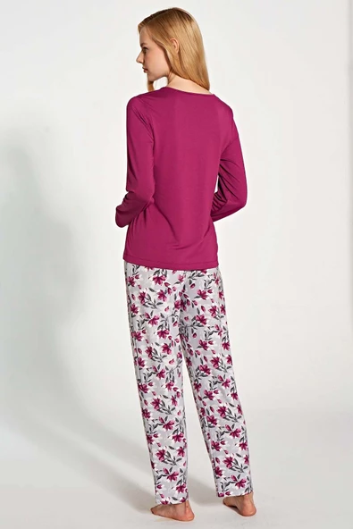 Pijadore Kadın Fuşya Uzun Kol Pijama Takım 1776 - Resim 3