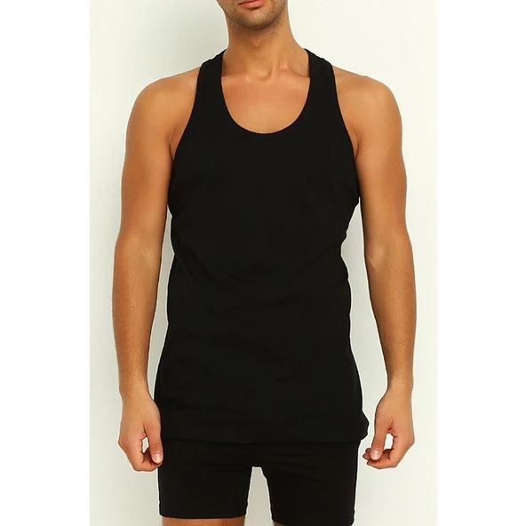 2'Li Yıldız 375-376-377 Erkek Likralı Rambo Atlet  Siyah 2XL