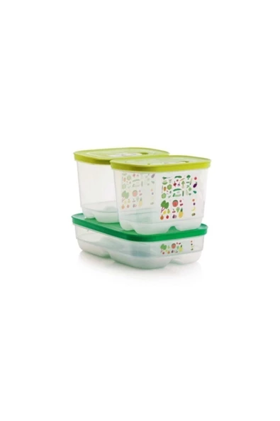 Tupperware Sera Buzdolabı Saklama Kabı 3 Lü Set(1 ADET YATAY 2 ADET DİKEY 1.8 LT)