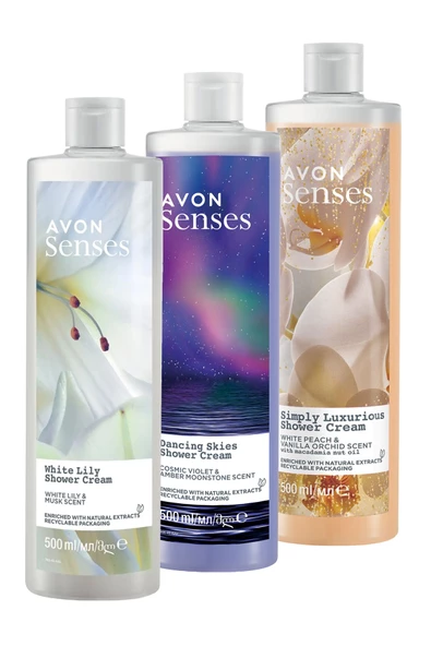 AVON Senses Simply Luxurious, Dancing Skies ve White Lily Duş Jeli Paketi