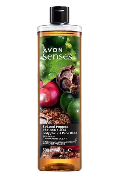 AVON Senses Spiced Pepper Karabiber ve Kakule Kokulu Erkekler için Duş Jeli 500 Ml.