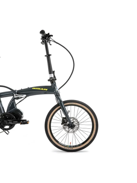 Bisan E-Folding Strike HD Fren Alivio 9 Vites 20 Jant Elektrikli Katlanır Bisiklet Gri Neon Sarı 46 Kadro - 2