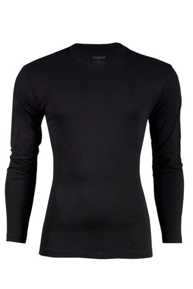 Yıldız Erkek Modal Uzun Kol Sıfır Yaka Body T-shirt Atlet - 385-386  Siyah S