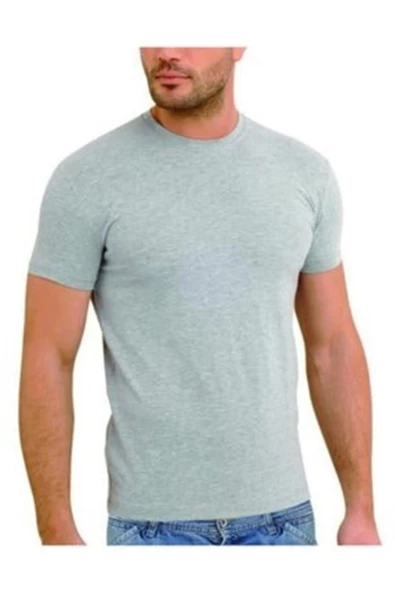 Yıldız Erkek Sıfır Yaka Lycralı T-shirt Fanila 3'Lü Paket -90-91-92  L Gri