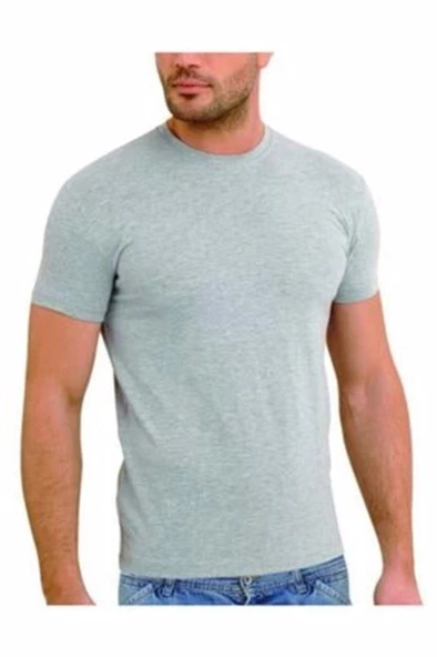 Yıldız Erkek Sıfır Yaka Lycralı T-shirt Fanila 3'Lü Paket -90-91-92  Gri S - 2